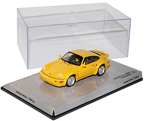 Minichamps Porsche 911 964 Turbo S 3.3 Lightweight Gelb 1988-1994 1/43 Modell Auto mit individiuellem Wunschkennzeichen von Minichamps