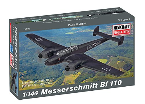 Minicraft 014720 110 1/144 Bf-110 Messerschmitt, Schwarz, Small Minicraft 014720 110 1/144 Bf-110 Messerschmitt, Schwarz, Small von Platz