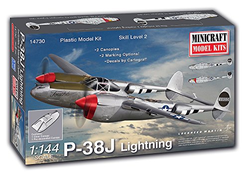 Minicraft 014730 P-38J Lightning Flugzeug 1/144 P38J Lighning, Weiss/opulenter Garten, Small von Minicraft