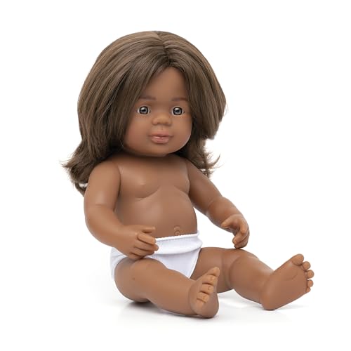 Australische Babypuppe Mädchen, 38 cm, aus weichem Vinyl, in transparenter Tüte. von Miniland