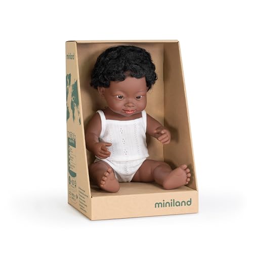 Miniland afrikanischer Junge 38cm mit Down Syndrom, 31175 von Miniland