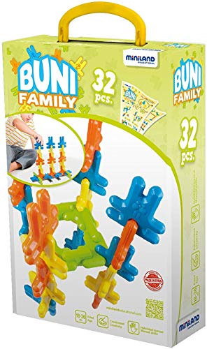 Bauspiel für Kleinkinder Buni 32 Teile, 8cm groß, bunt-45225 von Miniland