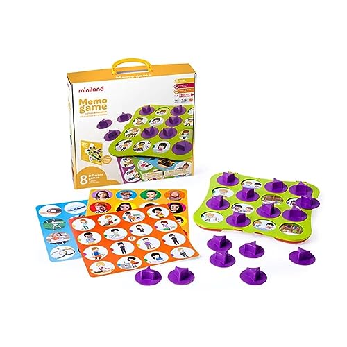 Miniland 31925 - Memo Game - Values Education 1 Spielbrett-16 Spielteile-12 Vorlagen-1 Broschüre von Miniland