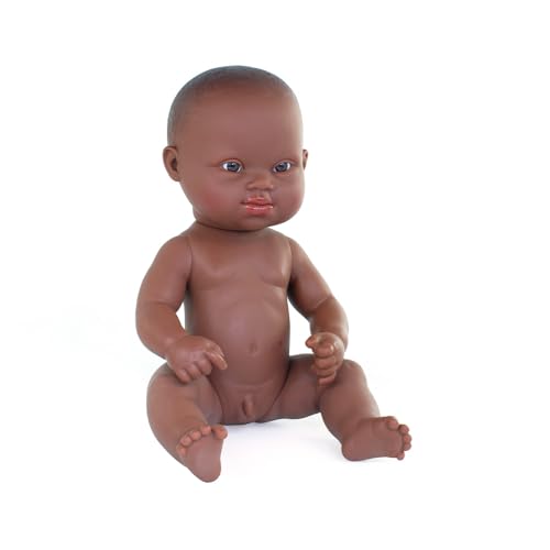 Miniland - Afrikanischer Baby-Junge mit Down-Syndrom, 32 cm, Inklusive Geschlechtsspezifische Puppe mit Verschiedenen Merkmalen, Handgefertigte Baby-Puppe von Miniland