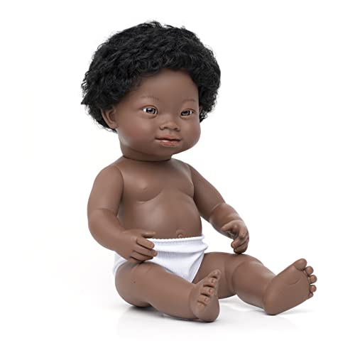 Miniland Babypuppe afrikanischer Junge 38cm mit Down Syndrom, 31089 von Miniland