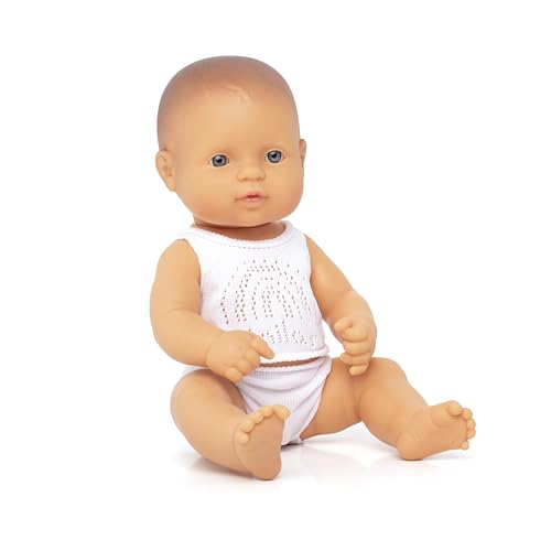 Miniland Dolls europäische Babypuppe Junge, 32 cm, aus weichem Vinyl, präsentiert mit Unterwäsche in Geschenkbox (31351), Natur von Miniland