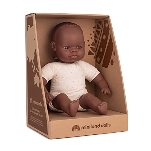 Miniland Dolls: Afrikanische Puppe 32 cm mit weichem Körper. Lieferung in Geschenkbox, Natur von Miniland