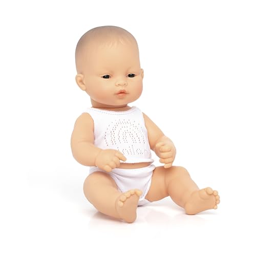 Miniland Dolls: asiatische Babypuppe Mädchen, 32 cm, aus weichem Vinyl, präsentiert mit Unterwäsche in Geschenkbox (31356) von Miniland