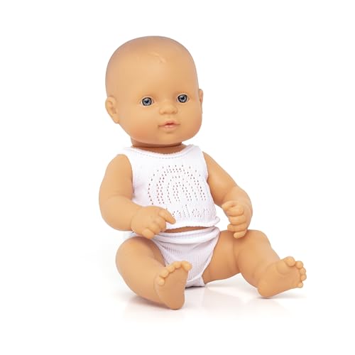 Miniland Dolls: europäische Babypuppe Mädchen, 32 cm, aus weichem Vinyl, präsentiert mit Unterwäsche in Geschenkbox (31352), Natur von Miniland