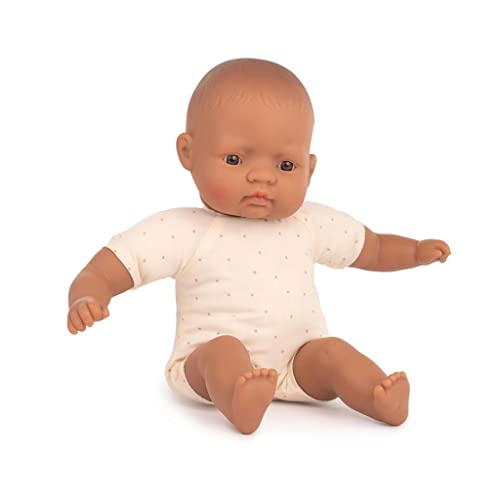 Miniland Dolls: lateinamerikanische Babypuppe, 32 cm, mit weichem Stoffkörper, in Geschenkbox, Natur von Miniland