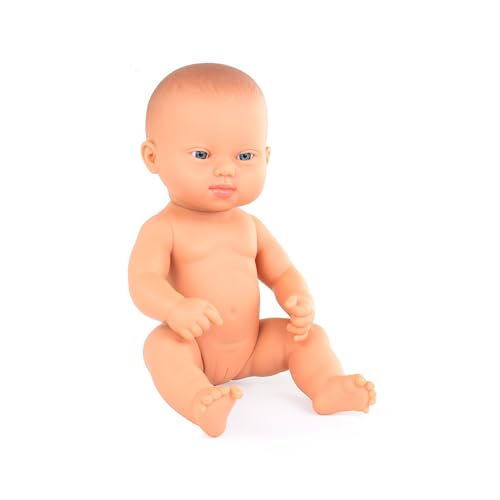 Miniland - Kaukasische Baby-Puppe mit Down-Syndrom, 32 cm, Inklusive Geschlechtsspezifische Puppe mit Verschiedenen Merkmalen, Handgefertigte Baby-Puppe von Miniland