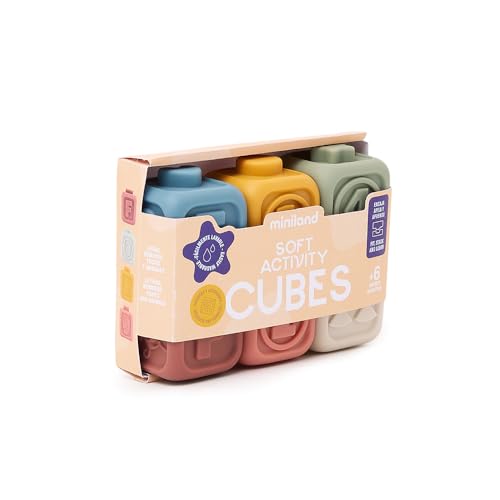 Miniland Soft Activity Cubes: Sensorische Würfel aus Silikon für Babys mit Texturen, Sound und Reliefs für multisensorisches Spiel, ab 6 Monaten Miniland Soft Activity Cubes: Sensorische Würfel aus Silikon für Babys mit Texturen, Sound und Reliefs für multisensorisches Spiel, ab 6 Monaten von Miniland