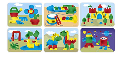 Mosaik Steckbilder Pegs 10mm Pack 6 Bilder, Grundfarben-31832 von Miniland