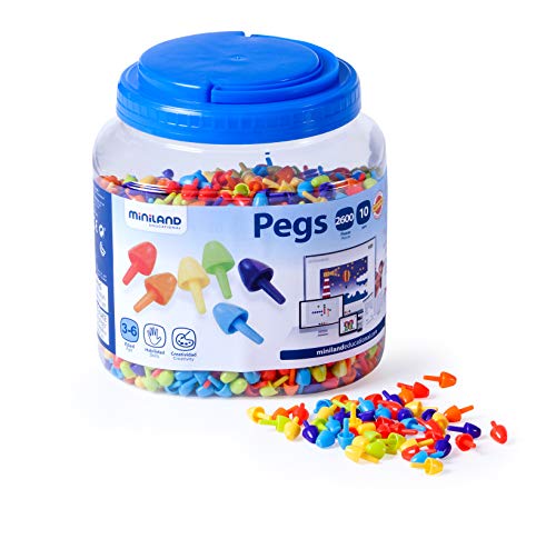 Miniland Mosaikstecker Pegs 10mm 2600 Stück, leuchtende Farben-31847 Miniland Mosaikstecker Pegs 10mm 2600 Stück, leuchtende Farben-31847 von Miniland