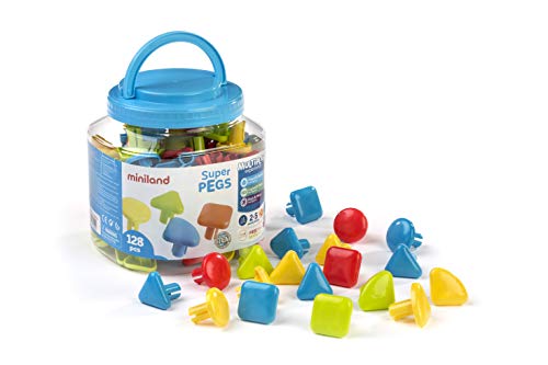 Mosaikstecker Superpegs 128 Stück, leuchtende Farben-95022 von Miniland