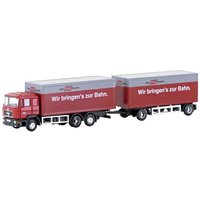 Minis by Lemke LC4608 N LKW Modell MAN F90, 3-achs Koffer-Hängerzug Rail Cargo Austria (ÖBB) von Minis by Lemke