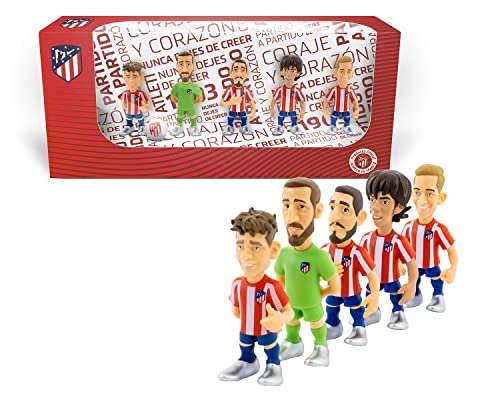 MINIX Packung mit 5 Puppen von Atletico de Madrid, Spieler: Oblak, Koke, Joao, Llorente und Griezmann, ideal für Kuchen oder Teamfans, 7 cm von MINIX