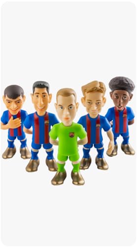 MINIX 5er-Pack Puppen des Fußballclubs Barcelona | Spielerfiguren Piqué, Pedri, TER Stegen, Ansu Fati und De Jong | Ideal für Kuchen oder Barça-Fans | 7 cm von MINIX