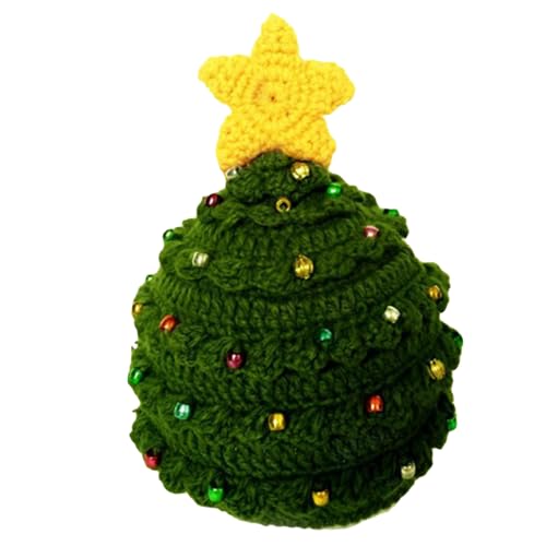 MinkeyBear Weihnachtsbaummütze, gestrickt, gehäkelt, Haushaltskopf, Dekorationen für Zuhause, Festival, Urlaub, Party-Dekorationen von MinkeyBear