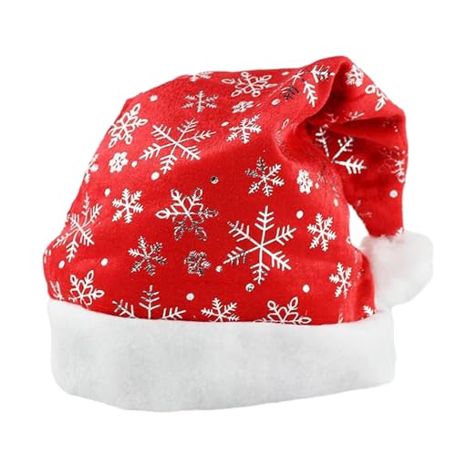 MinkeyBear Weihnachtsmütze mit Schneeflockenmuster, Unisex, Erwachsene, Teenager, Weihnachtsmannmütze, Urlaubsmütze für festliche Party, Neujahr, Geschenke von MinkeyBear