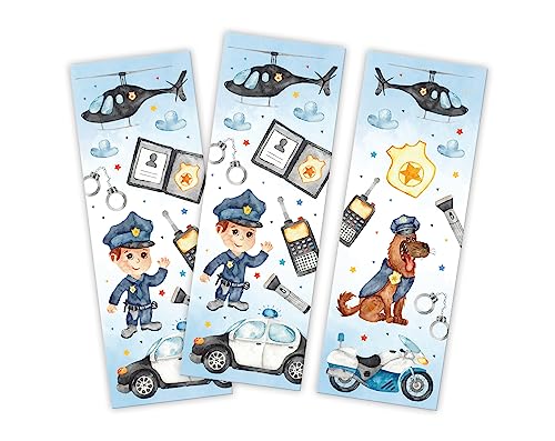 Minkocards 10 Lesezeichen Polizei Detektiv Mitgebsel für Kindergeburtstag Jungen Gastgeschenke für Jungensgeburtstag von Minkocards