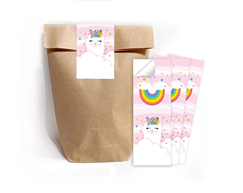 Minkocards 10 Geschenktüten (Natur) + 10 Aufkleber Lama Geschenktüten für Mitgebsel Gastgeschenk einpacken beim Kindergeburtstag Mädchengeburtstag von Minkocards