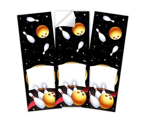 Minkocards 12 Aufkleber Bowlling Kegeln Bowling-Party Verpackung von Geschenken für Mädchengeburtstag Jungsgeburtstag Etiketten für Geschenkverpackung von Minkocards