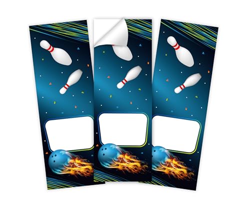 Minkocards 12 Aufkleber Bowlling Kegeln Bowling-Party Verpackung von Geschenken für Mädchengeburtstag Jungsgeburtstag Etiketten für Geschenkverpackung von Minkocards