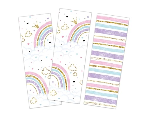 Minkocards 12 Lesezeichen Mädchen Regenbogen Mitgebsel für Kindergeburtstag Gastgeschenke für Mädchengeburtstag von Minkocards