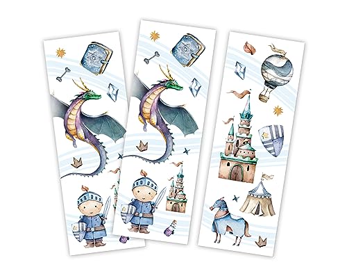 Minkocards 12 Lesezeichen Ritter Drache Mitgebsel für Kindergeburtstag Jungen Gastgeschenke für Jungensgeburtstag von Minkocards