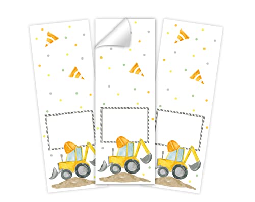 Minkocards 6 Aufkleber Baustelle Verpackung von Geschenken für Jungsgeburtstag Etiketten für Geschenkverpackung von Minkocards