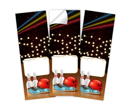 Minkocards 8 Aufkleber Bowlling Kegeln Bowling-Party Verpackung von Geschenken für Jungsgeburtstag Mädchengeburtstag Etiketten für Geschenkverpackung von Minkocards