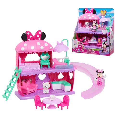 Just Play Disney Junior Minnie Mouse zweistöckiges Haus Spielset mit Spielfiguren Minnie und Snowpuff sowie 12 Zubehörteilen, ab 3 Jahren von Minnie