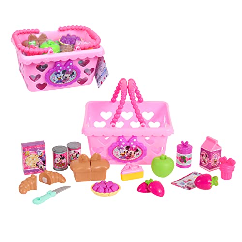 Minnie 88903 Mouse Disney Junior Bow-Tique Bowtastic-Einkaufskorb-Set mit Spiellebensmitteln und Zubehör, Kinderspielzeug ab 3 Jahren von Just Play, Mehrfarbig von Minnie