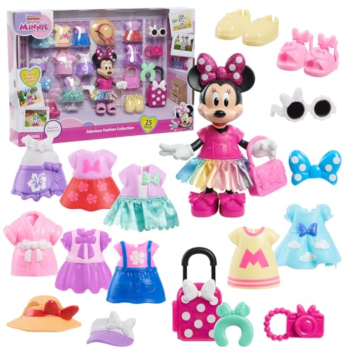 Just Play Disney Junior Minnie Mouse Fabulous Fashion Collection Gliederpuppe und Zubehör, 25-teilig, Kinderspielzeug ab 3 Jahren von Just Play