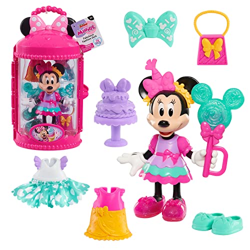 Minnie Mouse Fabulous Fashion Sweet Party Doll, 14-teilig, Puppe mit Zubehör, Kinderspielzeug ab 3 Jahren von Just Play von Just Play