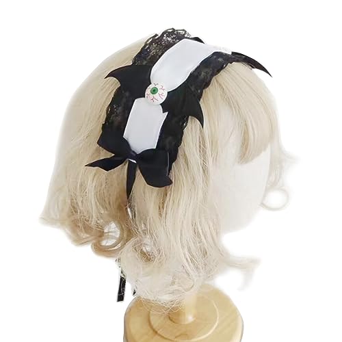 MinnowXY Anime-Spitzen-Stirnband für Damen, Halloween, Party, breites Stirnband, Animationsrequisiten, Lolitas, Kopfschmuck, Mädchengeschenk von MinnowXY