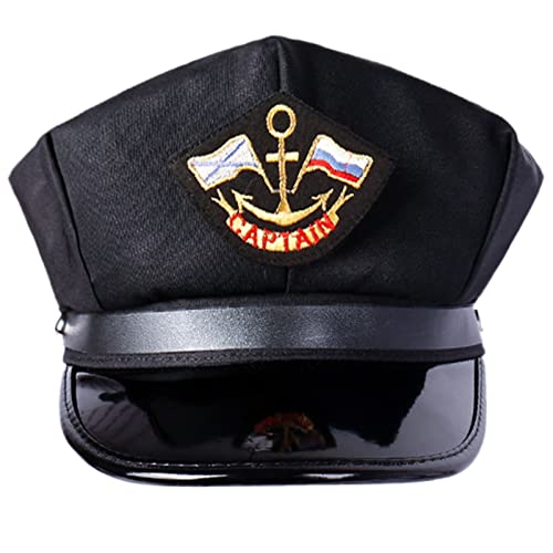 MinnowXY Kapitän Hüte verstellbar Marine Schiffshut Hut für Erwachsene Skipper Boote Cosplays Party Kostüm Schwarz von MinnowXY