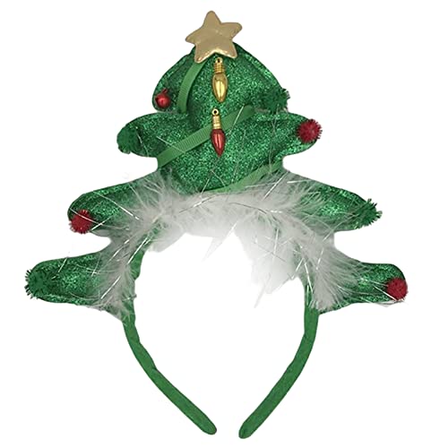 MinnowXY Weihnachtsbaum-Haarreif, Plüsch-Baum, Stirnbänder, Pailletten, Weihnachts-Haarband, Foto-Requisiten, Festival-Zubehör von MinnowXY