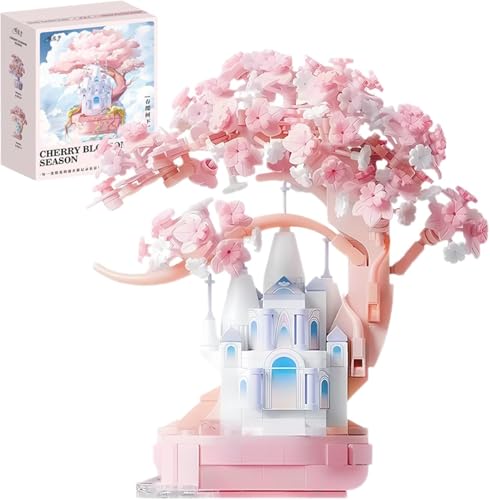 Sakura Baumhaus Bausteine Set, 519 Teilen Kirschblüten Bonsai Klemmbausteine Haus Modell, Modular Architektur Spielzeug Geschenk für Mädchen 14+ und Erwachsene, Nicht Kompatibel mit Mainstream Marken von Minxtech