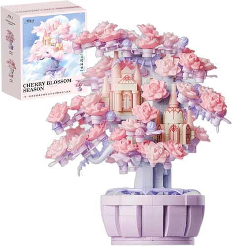 Sakura Baumhaus Bausteine Set, 547 Teilen Kirschblüten Bonsai Klemmbausteine Haus Modell, Modular Architektur Spielzeug Geschenk für Mädchen 14+ und Erwachsene, Nicht Kompatibel mit Mainstream Marken von Minxtech