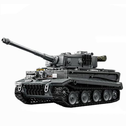 Technik Military Panzer Bausteine, 1668 Teile Militär Deutscher Panzer Konstruktionsspielzeug, WW2 Armee Klemmbausteine Tank Modellbausatz, Geschenk für Kinder und Erwachsene Technical (Schwarz) von Minxtech