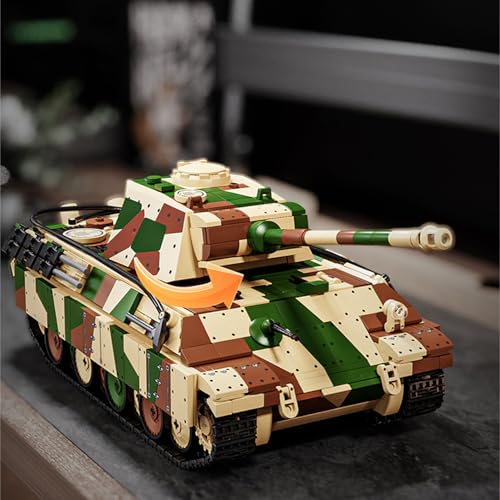 Technik Military Panzer Bausteine, 1962 Teile Militär G-Type Deutscher Panzer Konstruktionsspielzeug, WW2 Armee Klemmbausteine Tank Modellbausatz, Geschenk für Kinder und Erwachsene Technical von Minxtech