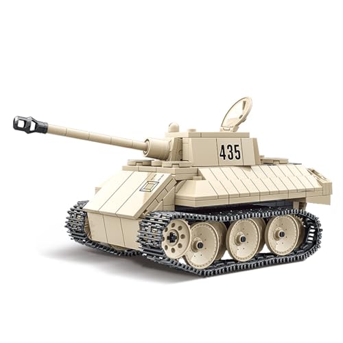 Technik Military Panzer Bausteine, 446 Teile Militär Deutscher Leopard VK 1602 Panzer Konstruktionsspielzeug, WW2 Armee Klemmbausteine Tank Modellbausatz, Kompatibel mit Mainstream Marken (446 PCS) von Minxtech