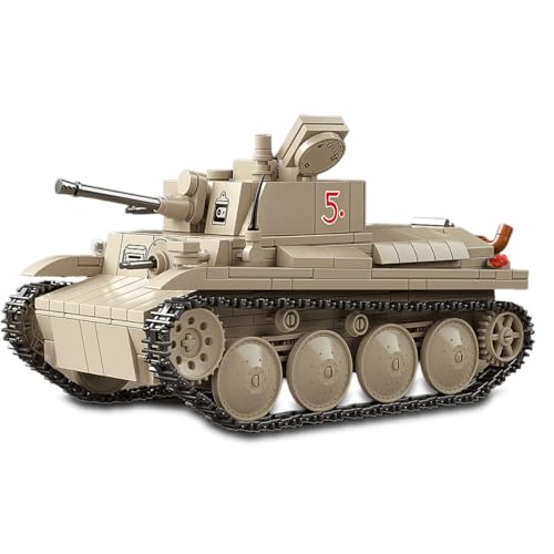 Technik Military Panzer Bausteine, 730 Teile Militär 38T Deutscher Panzer Konstruktionsspielzeug, WW2 Armee Klemmbausteine Tank Modellbausatz, Geschenk für Kinder und Erwachsene Technical von Minxtech