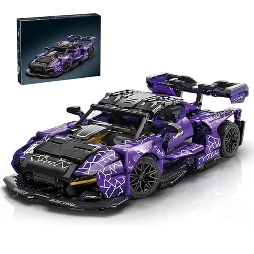 Technik Rennwagen Bausatz für McLaren Senna GTR, 1227 Teile Technik DIY Sportwagen Modell Bausteine Bausatz, MOC Sportwagen Modell Bauset Auto Spielzeug, Geschenk für Kinder und Erwachsene von Minxtech