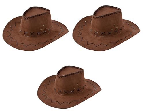 Miobo Cowboy Hut Western Cowgirl Hüte für Damen Herren Kinder (3 Stück für Erwachsene, Einheitsgröße) von Miobo