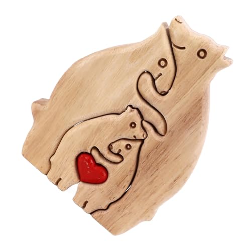 Holzbären-Familien-Puzzle mit 4 niedlichen Bären, exquisites personalisiertes Holzkunst-Puzzle für Familie, Mutter, Kinder, Weihnachten von Miokycl