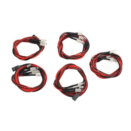 Miokycl 5 Stück RC-Auto-LED-Licht, Universell, Hohe Helligkeit, 2 Weißes Licht, 5 Mm Lampenperlen, 2 Rotes Licht, 3 Mm Lampenperlen, 4 LED-RC-Licht-Set von Miokycl