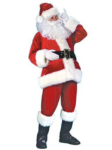 Weihnachten Weihnachtsmann Cosplay Kostüm Erwachsene Unisex Requisiten Fancy Dress Xmas Red Santa Deluxe Samt Santa Cosplay Anzug Party Outfit (A-Weiß, L) von Miolasay